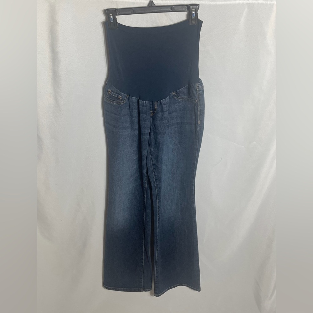 Indigo Blue Maternity Jeans Secret Fit Belly Dark Wash LL Wide Leg